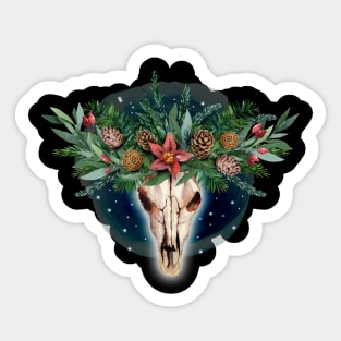 Holiday Deer Skull Sticker